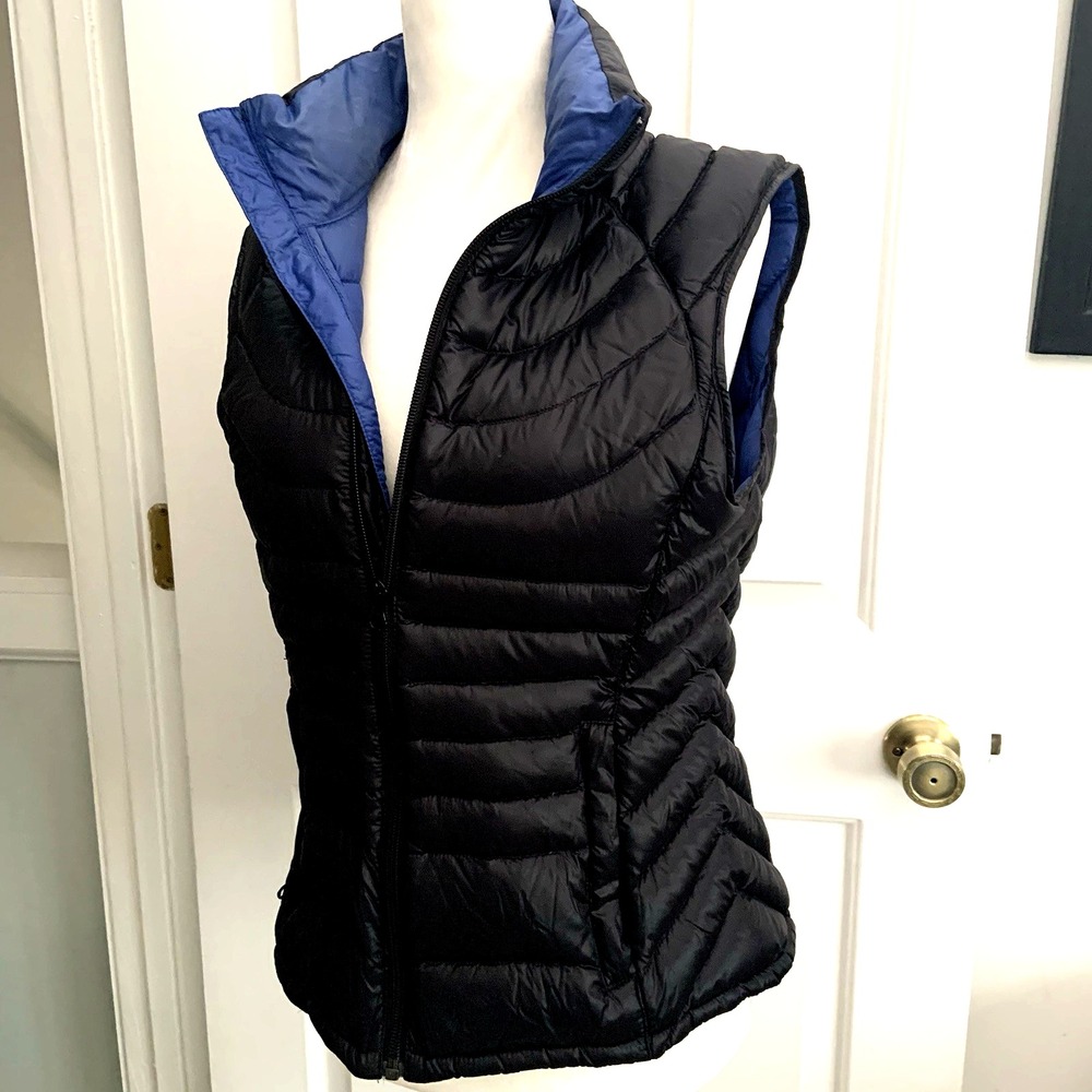 Bernado Goose feather Down light weight Packable puffer vest Blue Womens Sz S